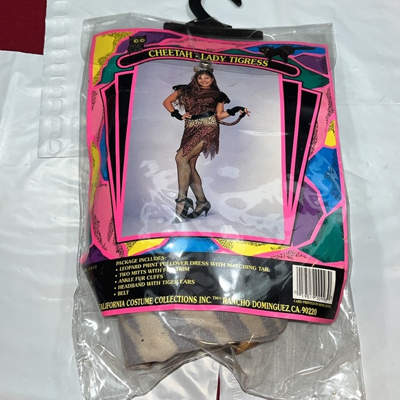 Vintage 90s CHEETAH tan black dress headband tail California Costume‎ sexy Lrg - Picture 2 of 6